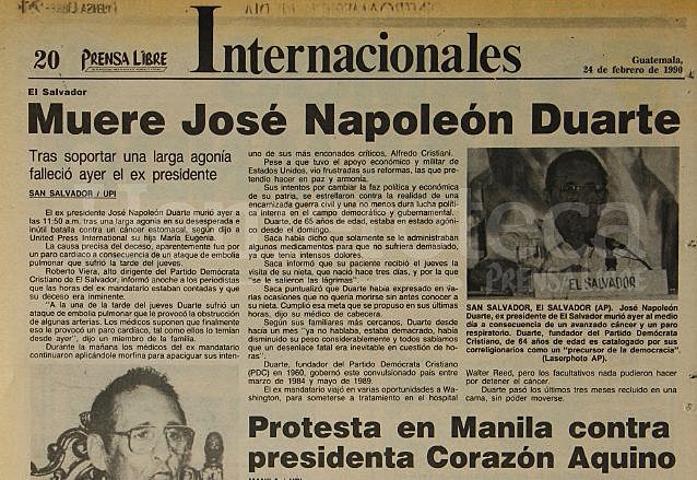 Muere el ex presidente Jose Napoleon Duarte