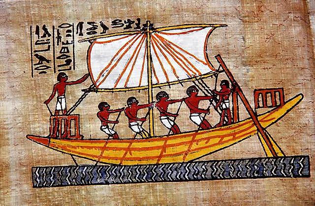 The first boats from wooden planks were made by the Ancient Egyptians