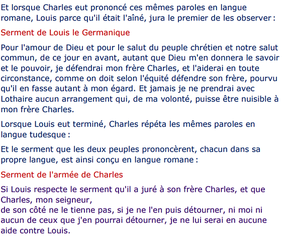 Charles le Chauve et Louis le Germanique signent les Serments de Strasbourg