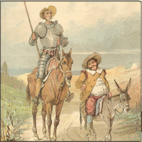 Sancho y Don quijote empiezan adivagar