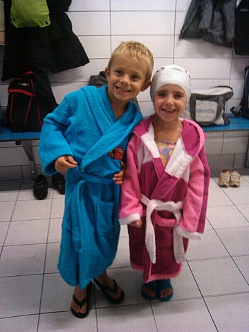 Primer dia de natació.