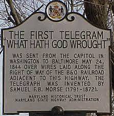 First telegraph sent to Washington D.C.