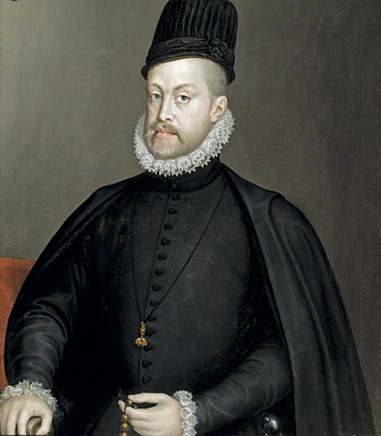 Felipe II coronado rey de España y sus posesiones Europeas y de Ultramar