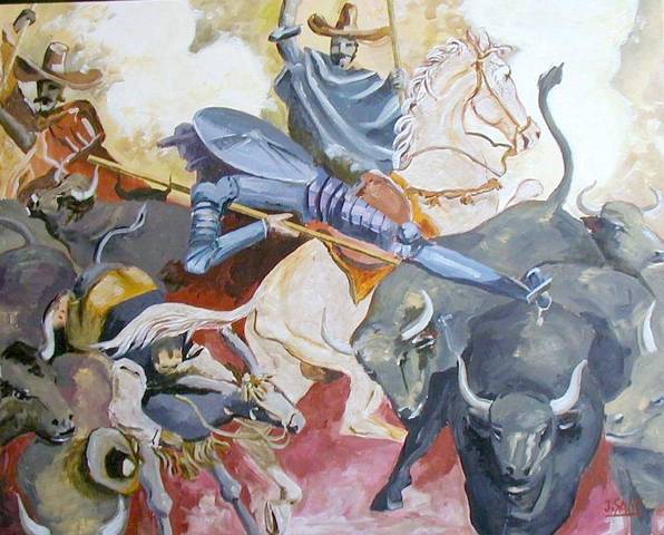 El Quijote de la Mancha y la aventura de los toros