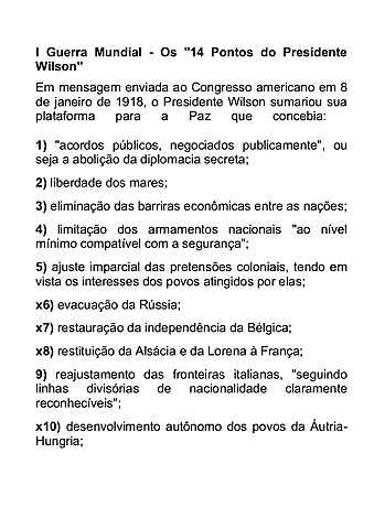 Os 14 pontos de Wilson