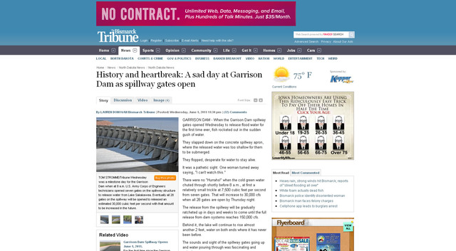 Spillway Opens at Garrison Dam