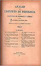 Enrique Mouchet organiza el Instituto de Psicología y funda la primera revista de psicología de América Latina