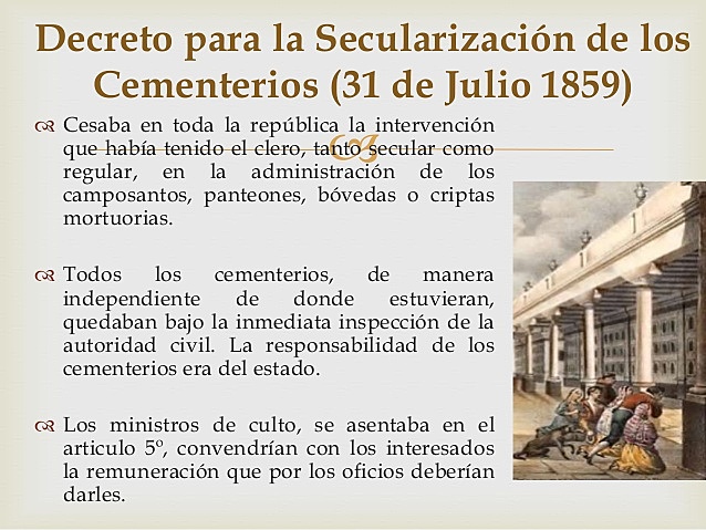 Decreto que declara que cesa toda intervención del clero en los cementerios y camposantos