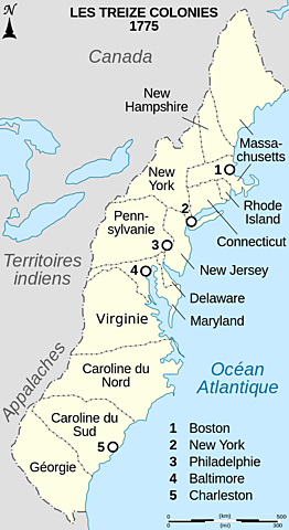 MAP OF 13 COLONIES