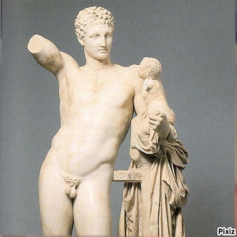 Hermes de Olimpia con Dionisio niño. (Praxíteles). Escultura.