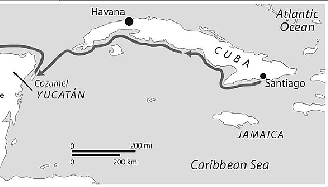 Cortés leaves Cuba and heads to Yucatán