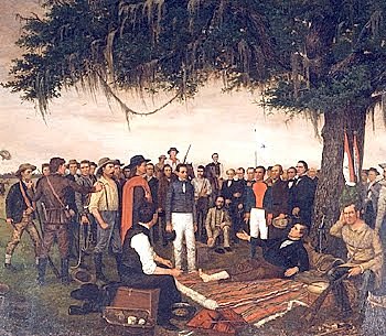 Santa Anna es encarcelado y obligado a acabar con la guerra firmando los Tratados de Velasco.