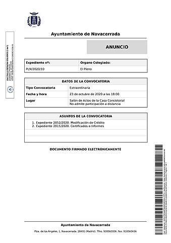 Sesión extraordinaria 23-10-20 18 h