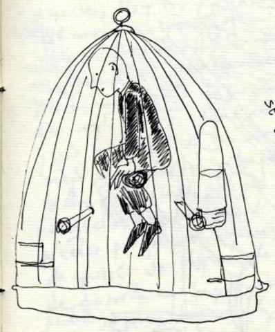 Don Quijote encerrado en una jaula