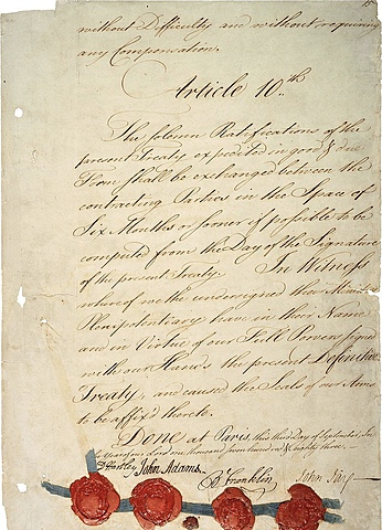 The Treaty of Paris was signed (U.S.)
