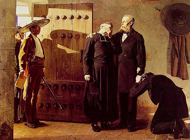 En Querétaro, inicia a las 8 de la mañana el proceso en contra de Maximiliano de Habsburgo, Miguel Miramón y Tomás Mejía. Por motivos de salud, el archiduque no se presenta.