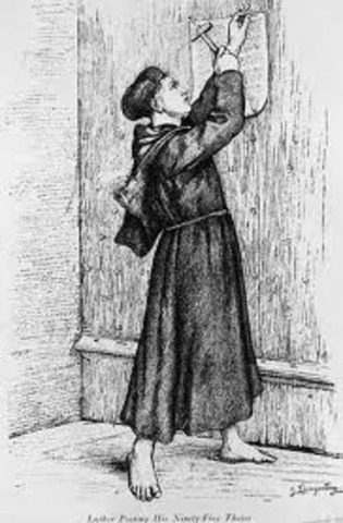 Martin Luther presents the Ninety-five theses
