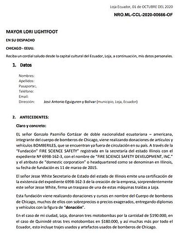 QUEJA FORMAL A LA ALCALDESA DE CHICAGO