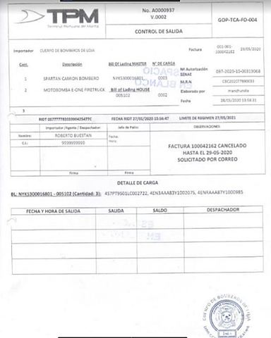 Control de salida puerto de manta