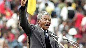 Nelson speaking to 120,000 ANC supporters after being freed from prison