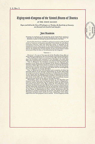 Twenty-Fifth Amendment to the Constitution is ratified