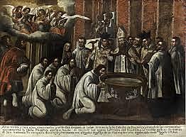 San Agustín recibe el bautismo.