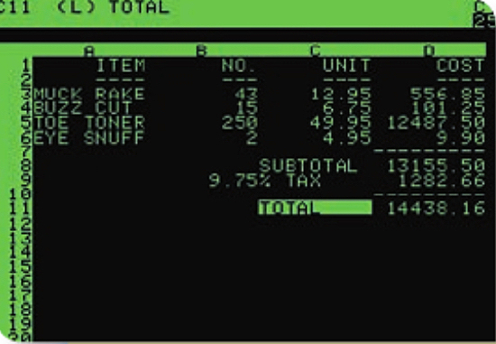 Le premier tableur: Visicalc