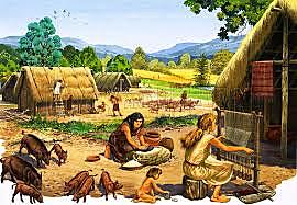 Animals, such as sheep and goats, are herded and raised as food sources. Eventually pigs and cattle are domesticated as well.