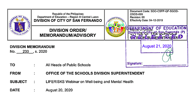 LifeTalk with DepEd Division of San Fernando