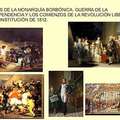 Timeline: Crisis de la monarquía borbónica. La Guerra de la Independencia y los comienzos de la revolución liberal. La Constitución de 1812.
