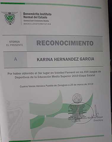 3er lugar en juegos estatales de volleyball