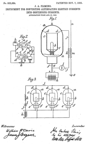 John Ambros Fleming makes the first vacuum tube called a "valve"