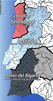 Tratado de Fontainebleau para el reparto de Portugal entre España y Francia.