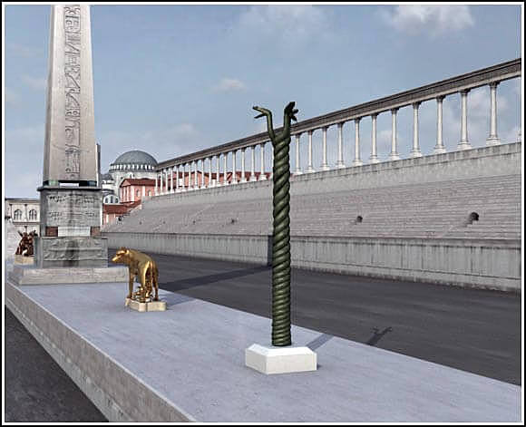 Columna-estatua serpiente de 3 cabezas