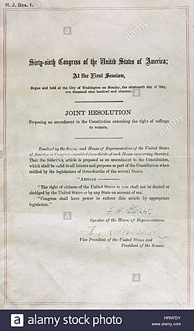 19th Amendment to the U.S. Constitution, 1920