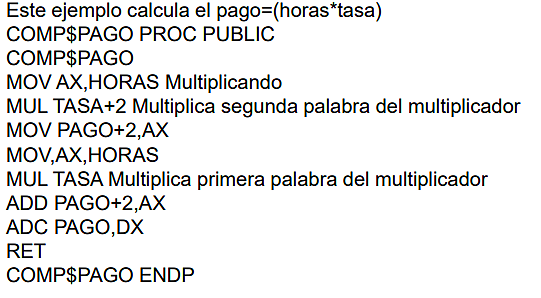 Ejemplo de un programa en lenguaje Assembly