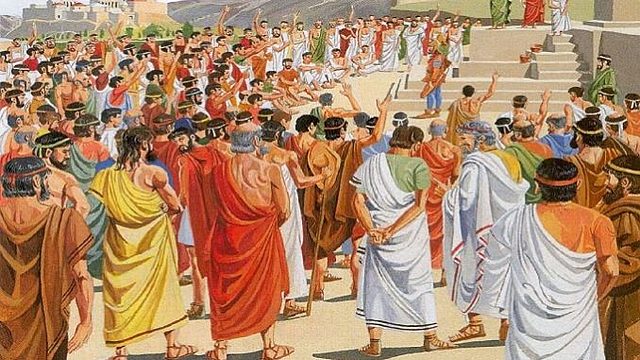 Pericles hace aprovar la ley que limita la ciudania a Atenas