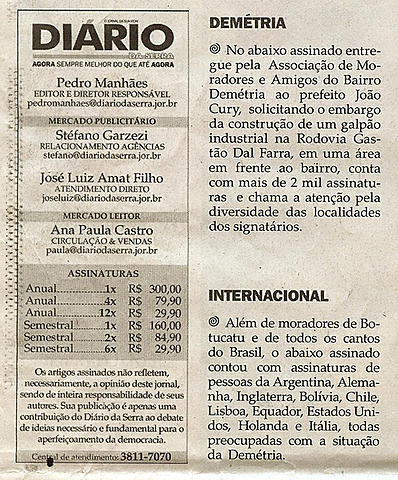 Movimento contra Galpão Industrial