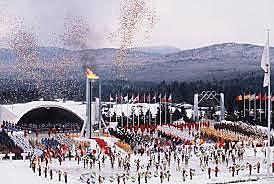 The opening ceremonies of the 1980 Winter Olympics Games are held in Lake Placid, New York.