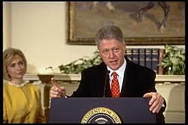 The Monica Lewinsky scandal begins when U.S. President Bill Clinton denies his relationship with the White House intern in a televised interview.