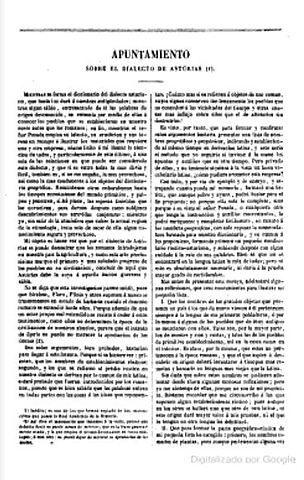 Apuntamiento sobre el dialecto de Asturias