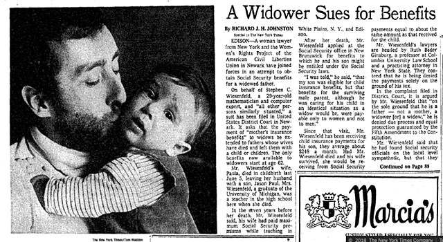 Weinberger v. Wiesenfeld: Gender Equality Benefits Everyone