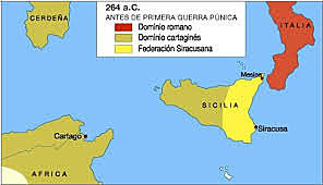 Conquista Sicilia:Guerra Púnica 264 - 241 a.C