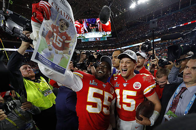 Super Bowl LIV: The&nbsp;Kansas City Chiefs&nbsp;defeat the&nbsp;San Francisco 49ers, 31–20.