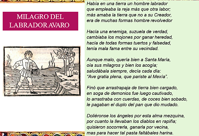 Milagros de Nuestra Señora- Poesía narrativa culta (Mester de Clerecía) Siglo XIII
