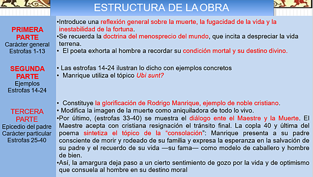 Coplas a la muerte de su padre- Lirica culta (elegía) Siglo XV