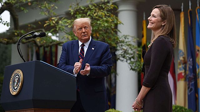 &nbsp;President&nbsp;Donald Trump&nbsp;chooses&nbsp;Seventh Circuit Court of Appeals&nbsp;Judge&nbsp;Amy Coney Barrett&nbsp;to take the seat vacated by the&nbsp;death&nbsp;of&nbsp;Ruth Bader Ginsburg