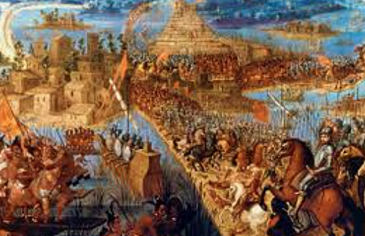 Cortes invades the Aztec