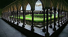 RELIGIOUS ARCHITECTURE, Cloisters of Mont Saint-Michel, Normandy, France.