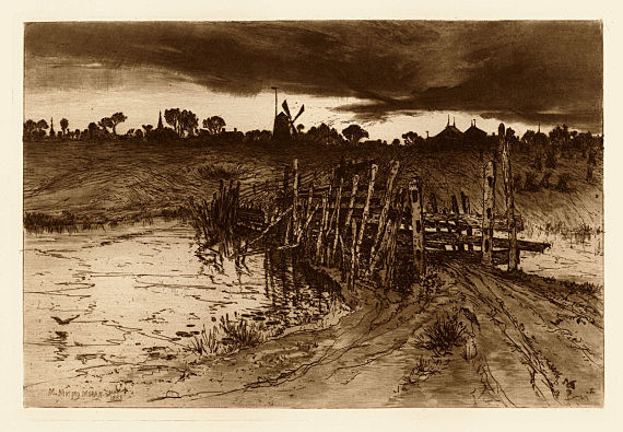 Tween the Gloaming and the Mirk, When the Kye Came Hame (etching)